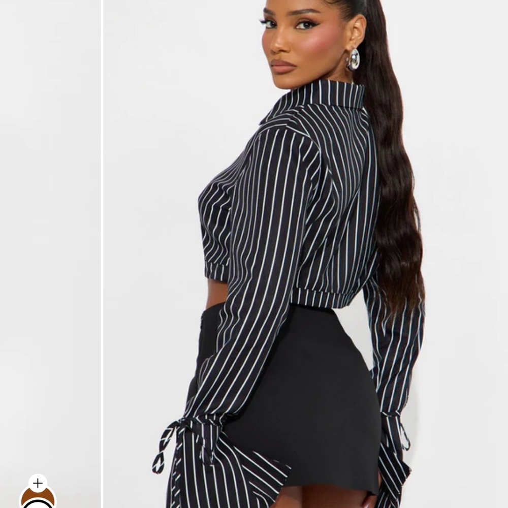 Fashion Nova Black and White Striped Top